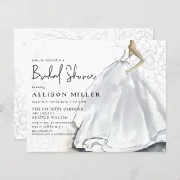 Budget Wedding Dress Bridal Shower Invitation