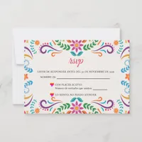 Elegant Colorful Floral Fiesta Spanish Wedding RSVP Card