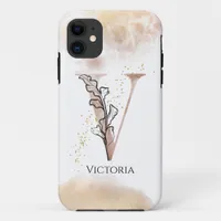 Monogram Initial Modern Letter V Boho Personalized iPhone 11 Case