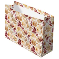 Abstract Botanical Pattern in Warm Autumn Colors Large Gift Bag