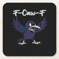 F-Caw-F Retro Graphic Square Paper Coaster