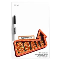 Red Gold Personal Goals Arrow Light Bulbs Dry Erase Board