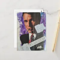 Retro 1960s era smoker man heath danger collage postcard