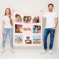 Mother rose gold blush photo collage mom fleece blanket