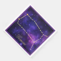 Gold Gemini Constellation on Dark Galaxy | Paper Dinner Napkins