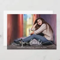 Simple Handwritten Script Modern Photo Graduation Announcement