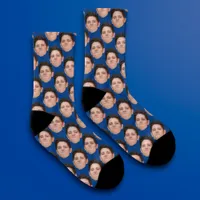 Personalized Funny Photo Face Socks - classic blue