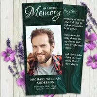 Memorial Prayer Card Photo Emerald Green Funeral
