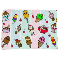 Whimsical Cartoon Ice Cream Birthday Large Gift Bag