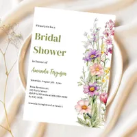 Floral pink purple Bridal Shower Invitation