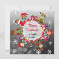 Multi-Cultural Little Cute Whimsical Elves Card