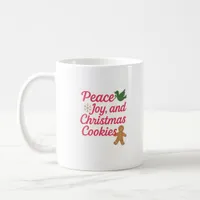 Christmas peace joy cookies quote red coffee mug