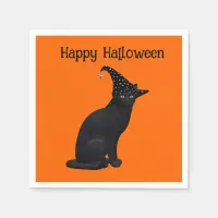 Cute Black Witch Cat Napkins