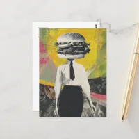 Unique Surreal Cheeseburger Woman  Postcard