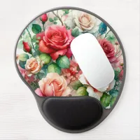 Whimsical Rose Pattern Gel Mouse Pad