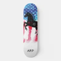 *~* Military COSMIC HORSE Red White Blue Flag Skateboard