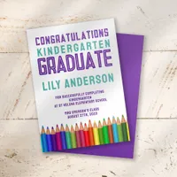 Color Pencils Kindergarten Graduation  Announcement