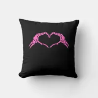 Skeleton Hands Heart Sign Retro Halloween Throw Pillow