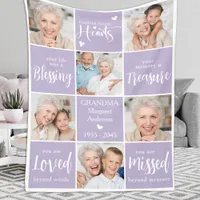 Memorial Modern 6 Photo Collage Family Remembrance Fleece Blanket