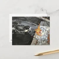 An Angry Loon Melting Ice with Fire  Postcard