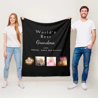 Grandmother Best Grandma family photo collage Fleece Blanket
