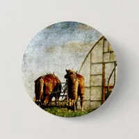 Two Horses Ready For Work Pinback Button