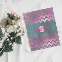 Modern Stylish Chic Pink And Gray Chevron Planner