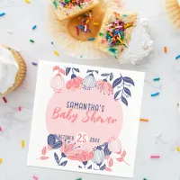 Cute Pink Blue Flowers Botanical Baby Shower