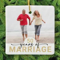 50 Years of Marriage Wedding Anniversary Photo Ceramic Ornament