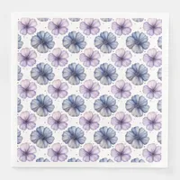 Floral Watercolor Pattern Lavender and Blue Paper Dinner Napkins