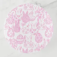 Cute Pink Bunnies and Eggs Trinket Tray