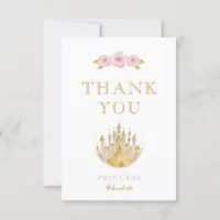 Elegant Pink and Gold Princess Thank You Card 
