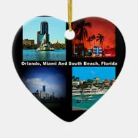 Orlando, Miami, South Beach Collage Ceramic Ornament