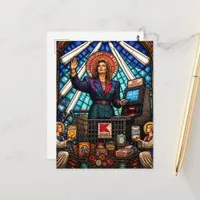 Stained Glass Self Checkout Goddess Postcard
