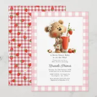 A Berry Sweet Baby Is on the Way Bear Baby Shower Invitation