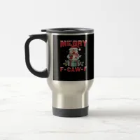 Retro Merry Christmas F-Caw-F Chicken  Travel Mug