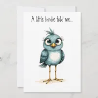 Quirky Blue Bird Cute Happy Birthday Flat Card