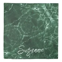 Green Marble Simple Monogram Name | Duvet Cover