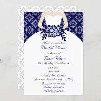 Elegant navy blue Bridal Shower Invitation