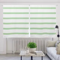 Fresh Green White Modern Minimalist Stripe Pattern Blackout Curtains