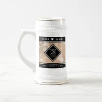 Elegant 28th Linen Wedding Anniversary Celebration Beer Stein