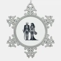 Gothic Skeleton Bride & Groom – Till Death Do Us P Snowflake Pewter Christmas Ornament