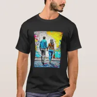 Couple Holding Hands Urban Street Art T-Shirt