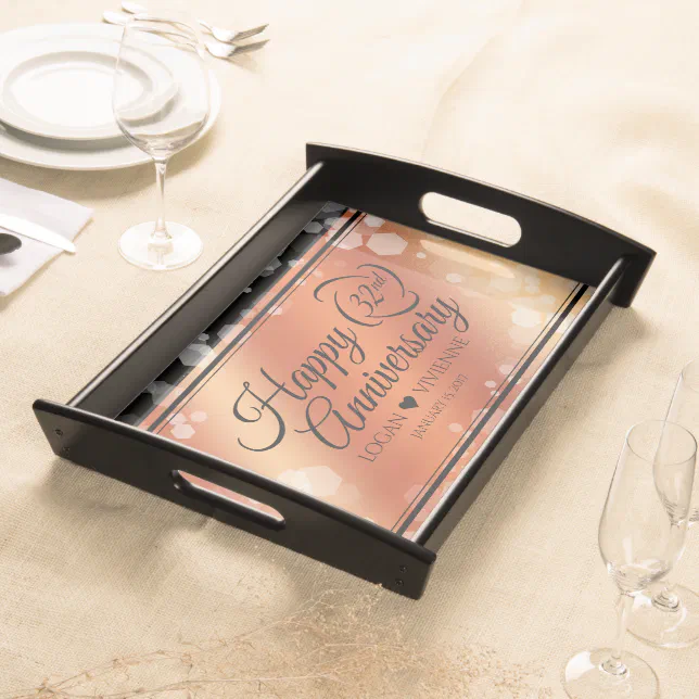 Elegant 32nd Bronze Wedding Anniversary Serving Tray