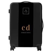 Logo black gold monogram initials business luggage