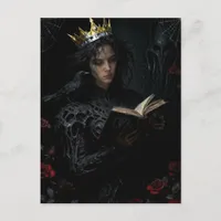 Princess With a Black Bird Reading a Book Postcard