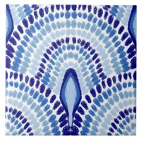 Mediterranean Blue Mosaic-Hand-Painted Scallops Ceramic Tile