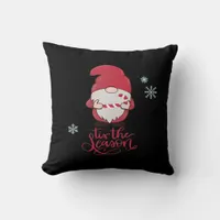 Christmas Gnome With Candycane Throw Pillow