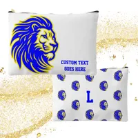 Lion Mascot Blue and Yellow Student Pencil Pouch