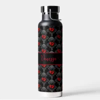 Personalized Red Goth Heart  Water Bottle